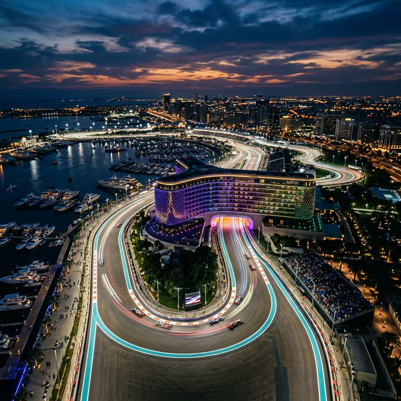 Artwork of Yas Marina Circuit, venue of the 2026 Abu Dhabi Grand Prix